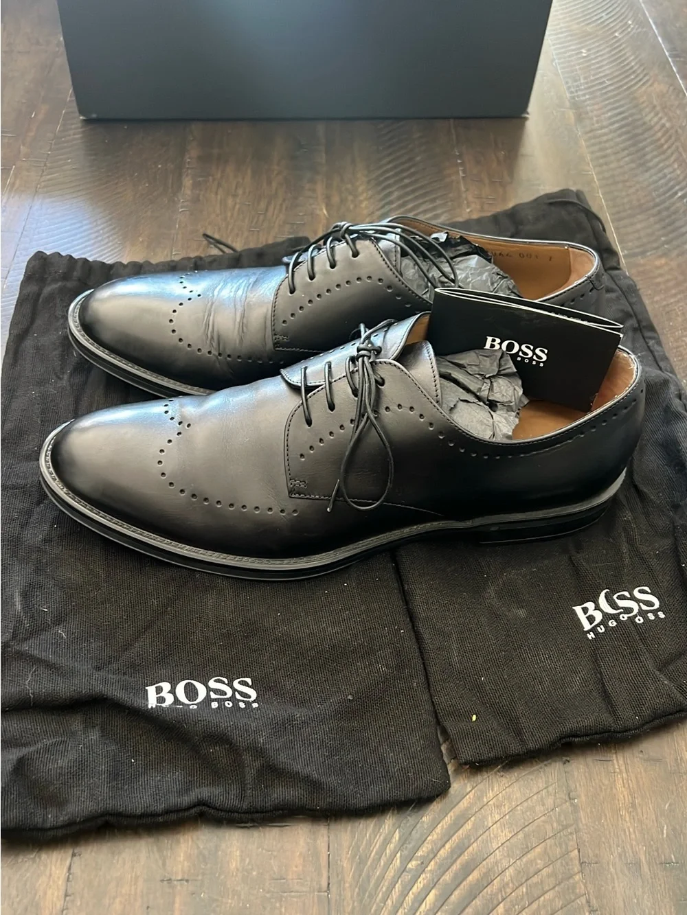 Boss Black Leather Brogue Derby Oxfords